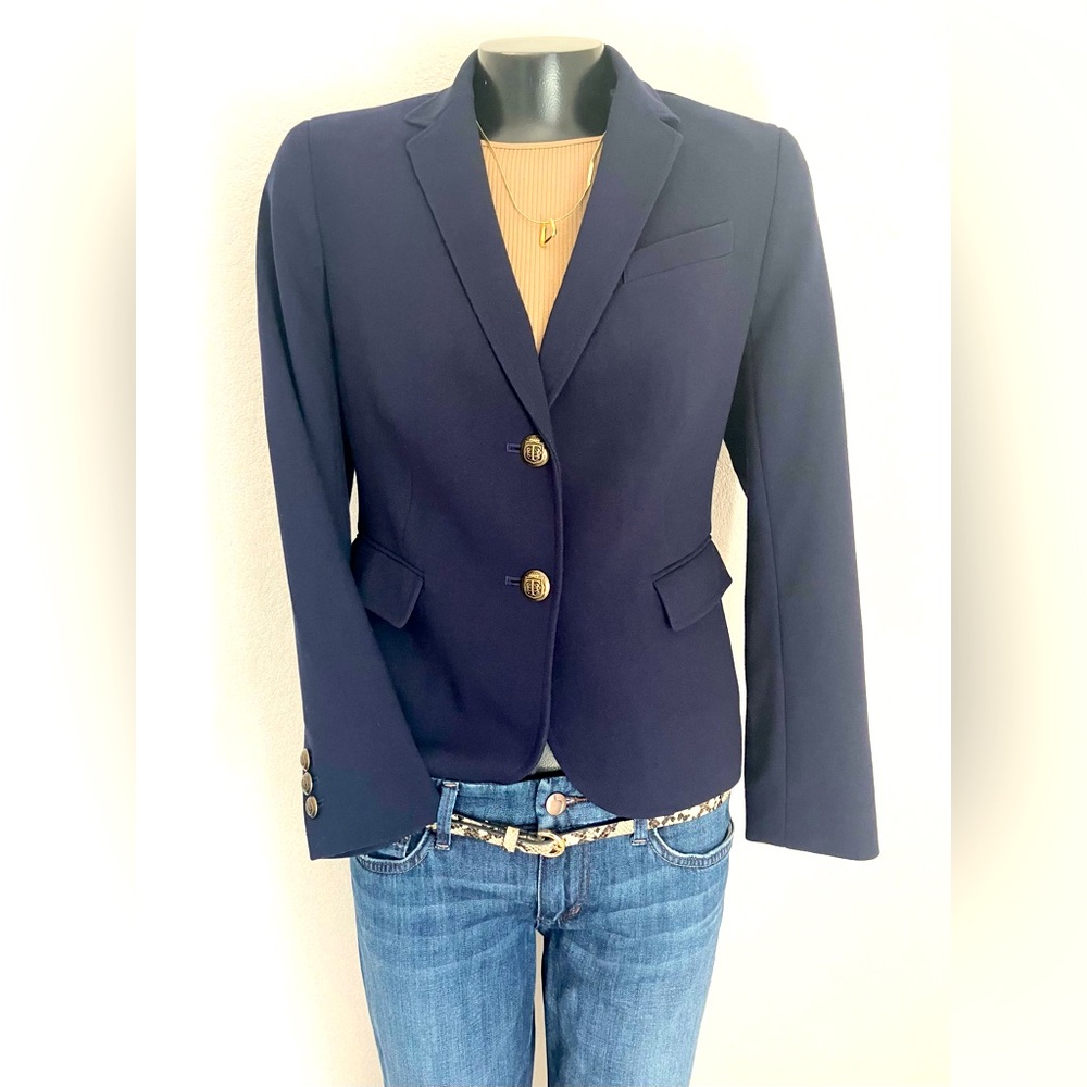 TALBOTS navy Blue REGAL 2-button vented Lined semiFITTED BLAZER jacket 10P VGUC
